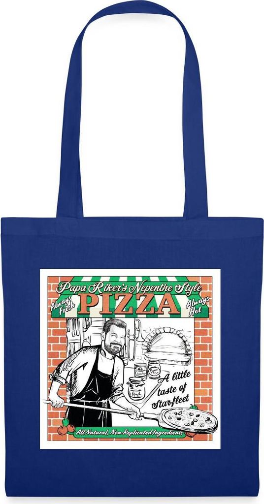 Spreadshirt Star Trek Picard Rikers Pizza Stoffbeutel, One size, Royalblau