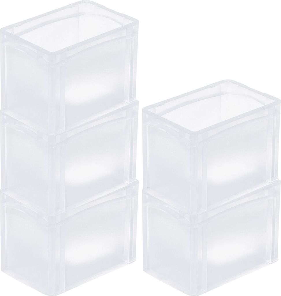 SparSet 5x Transparenter Eurobehälter BasicLine mit geschlossenem Griff | HxBxT 22x20x30cm | 9,4 Liter | Eurobox, Transportbox, Transportbehälter...