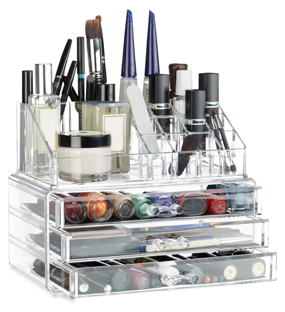 Rangement maquillage gain de place pour salle de bain et coiffeuse