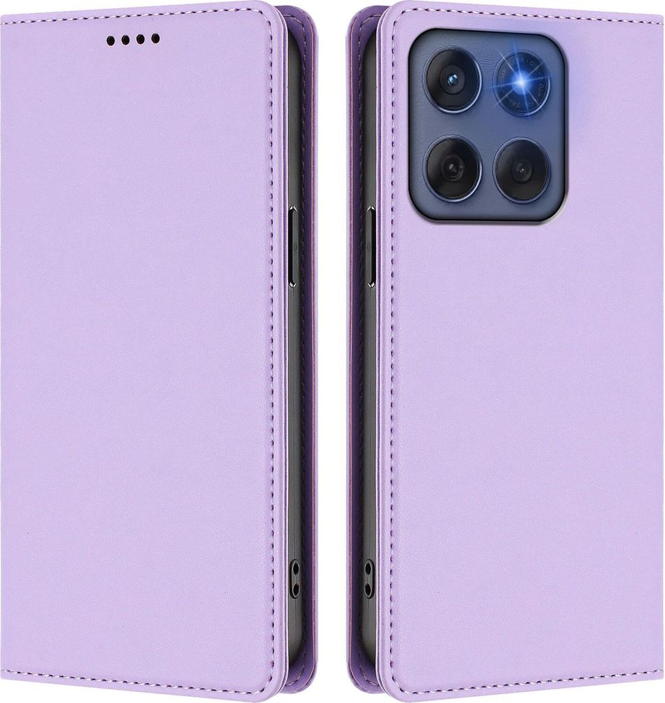 Handyhülle für Motorola Edge 60/ Edge 60 Fusion, Kunstleder Klapphülle Stoßfeste Magnetische Hülle mit Ständer Violett