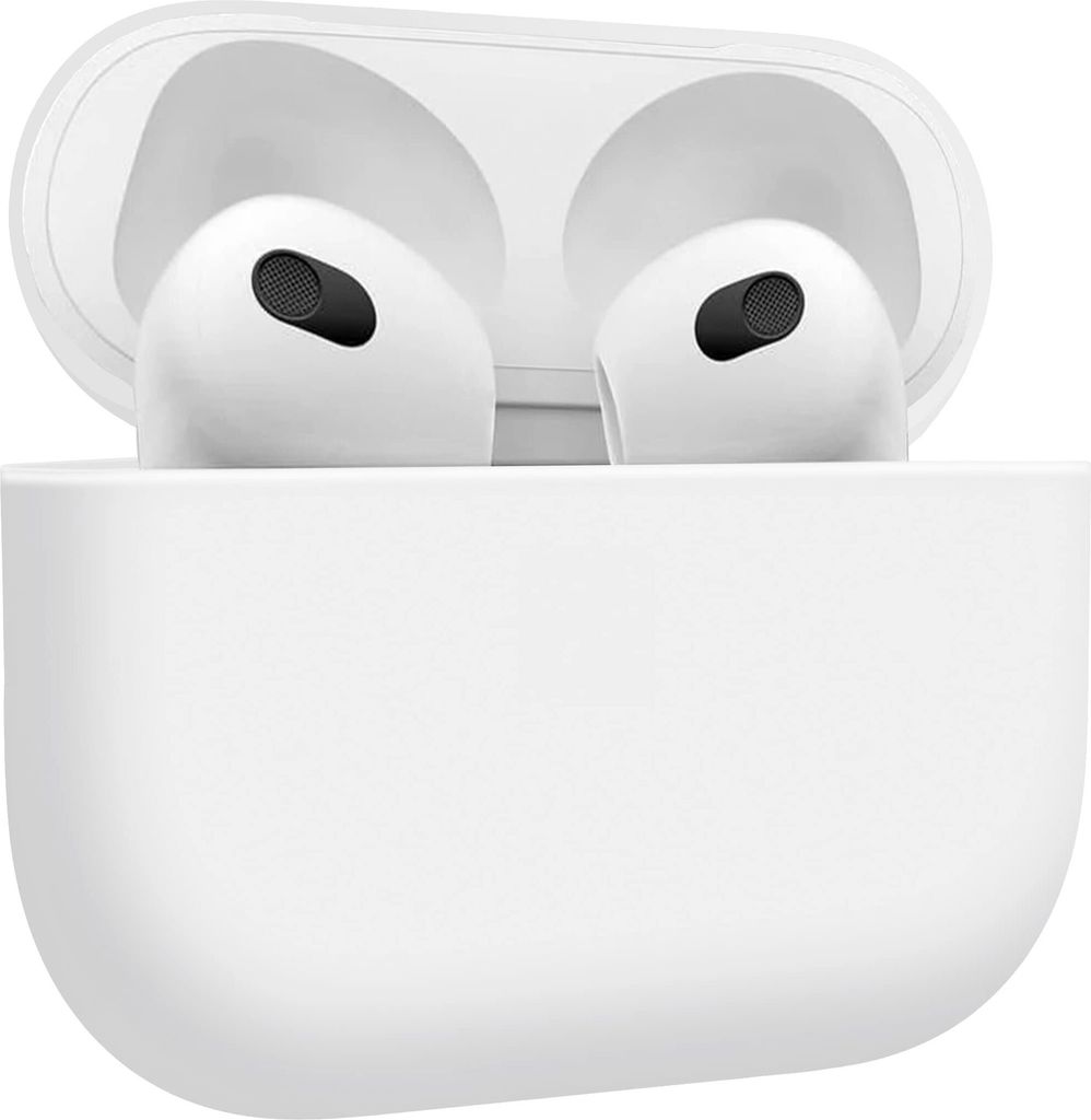 MyGadget Silikon Hülle kompatibel mit Apple AirPods 3. Generation - Schutzhülle Qi kompatibel - Etui soft Silikonhülle - Case Tasche in Weiß
