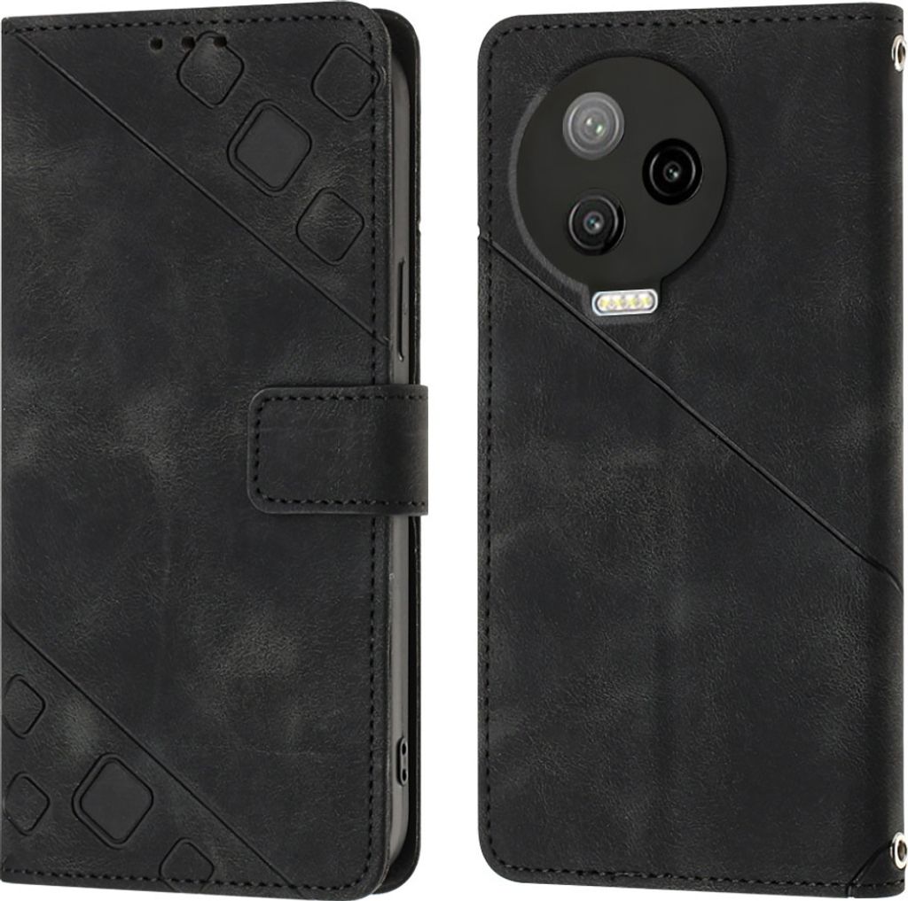 Hülle für Infinix Note 20 X676C Prägung Flip Leder Brieftasche Schutzhülle mit Ständer Schwarz