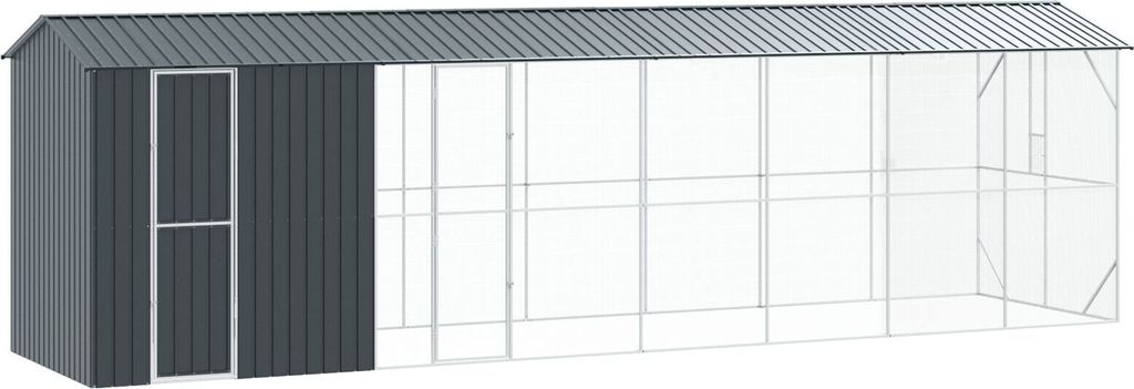 Möbel Voliere mit Erweiterung Anthrazit 210x838x247 cm Stahl - Vogelkäfige 3325155