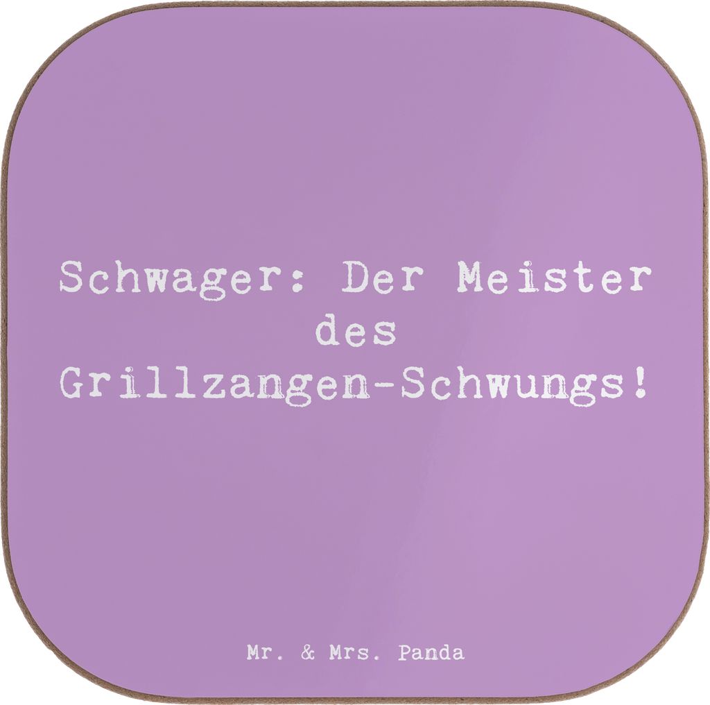 Mr. & Mrs. Panda Holzuntersetzer Spruch Schwager Grillmeister - Lavendeltraum - Geschenk, gläseruntersetzer, Humor, Geschenke, Untersetzer Gläser...