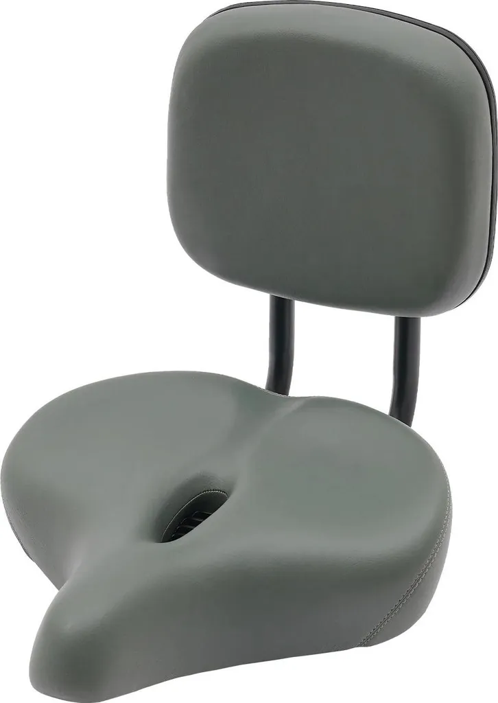 Selle de vélo large avec dossier assise 33x30 cm en similicuir gris