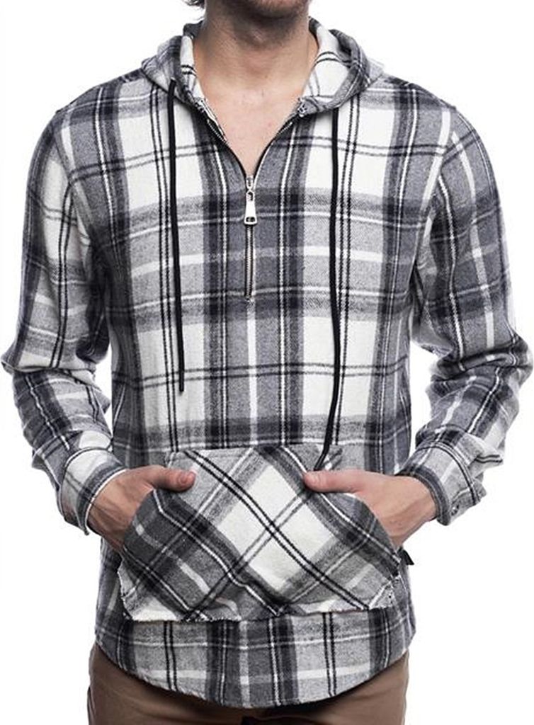 Carisma Fischerhemd mit Kapuze Holzfäller Flanell Schwarz kariert CRM8509 XXL