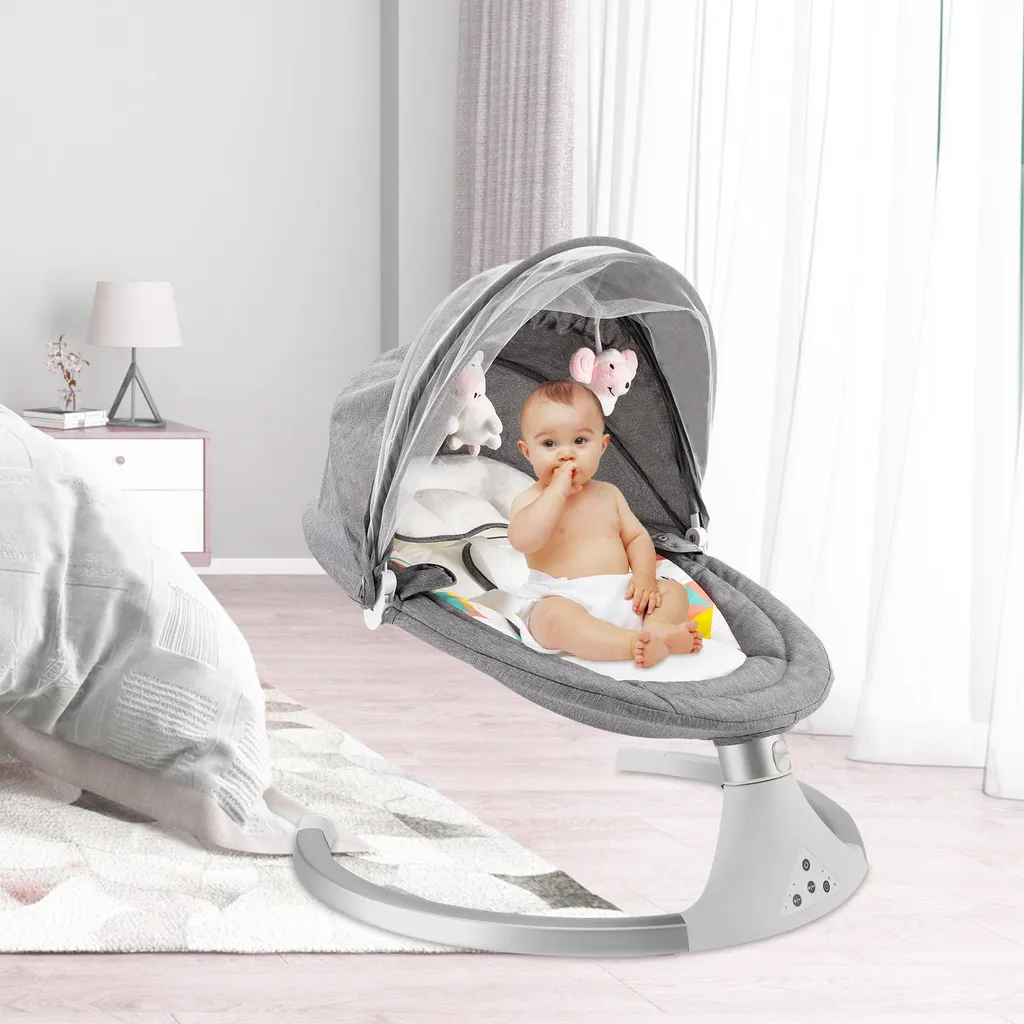 Transat électrique pour bébé gris avec minuterie réglable - Modèle BébéZen - 5