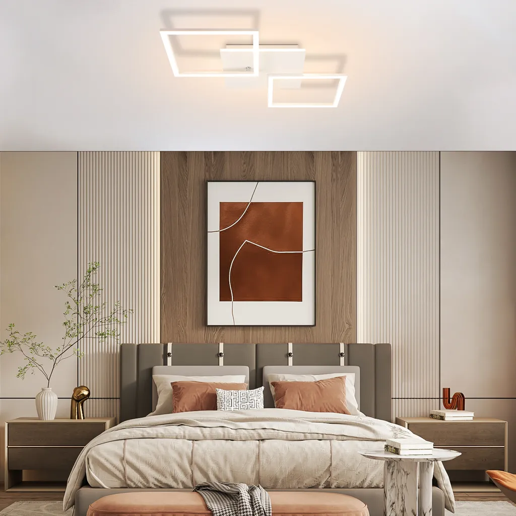 ZMH Plafonnier LED Chambre 32W Dimmable avec Télécommande Design Carré - 7