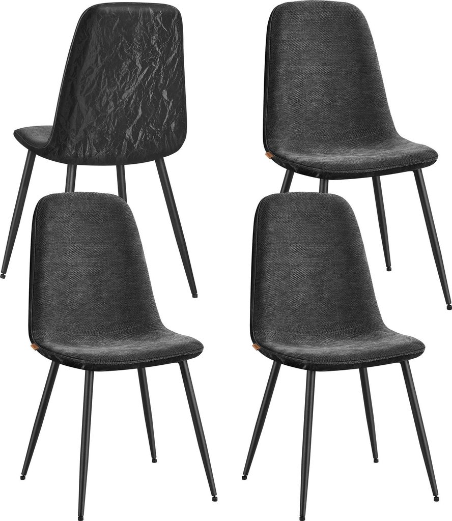 VASAGLE Esszimmerstuhl 4er Set, Küchenstuhl, Polsterstuhl, Metallbeine, verstellbare Füße