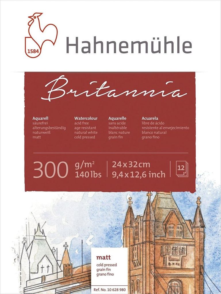 Aquarellblock - 24 x 32 cm 300 g/qm 12 Blatt. Produktbild 