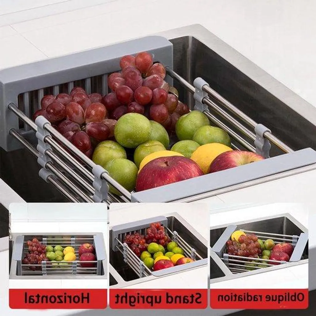 Égouttoir à vaisselle pliable en inox pour évier, modèle gain de place