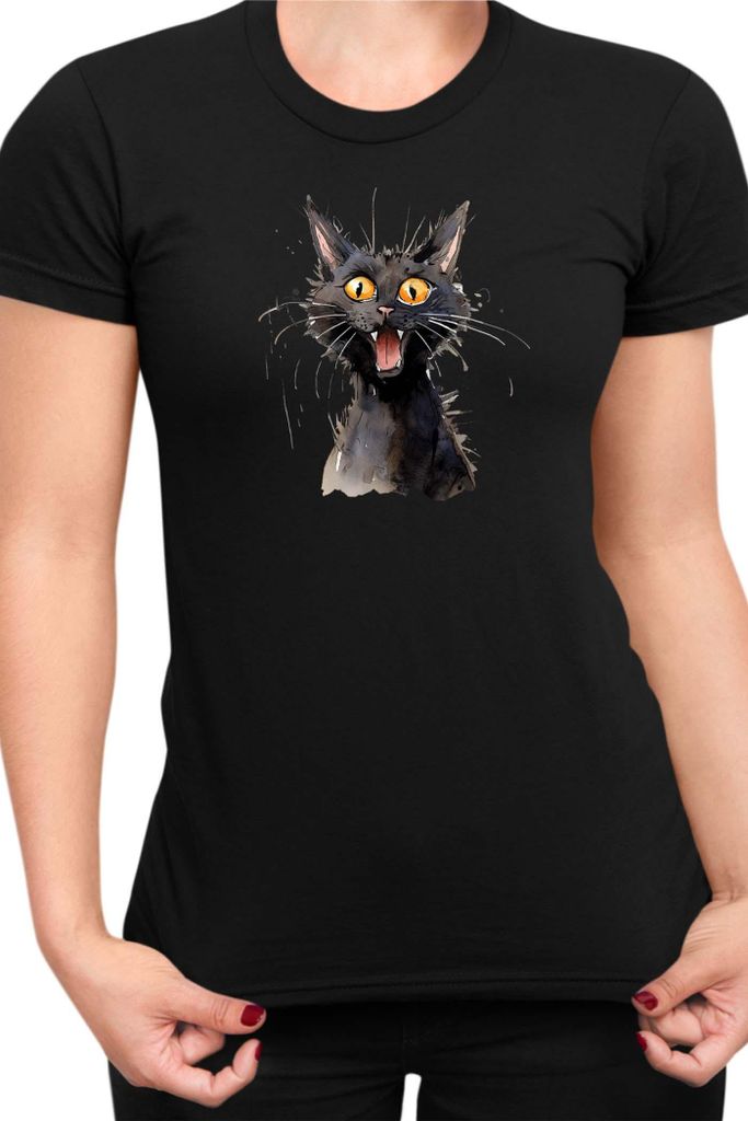 Damen T-Shirt Funny Cats Breeds Mandalay Cat 024, Lady XS / Schwarz