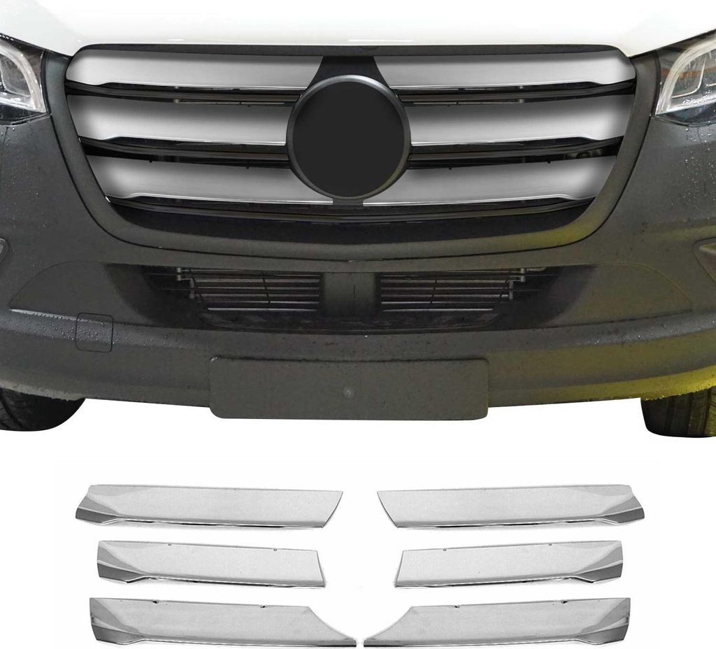 Kühlergrill Leisten Grillleisten für Mercedes Sprinter 2018-2025 Chrom Silber 6x