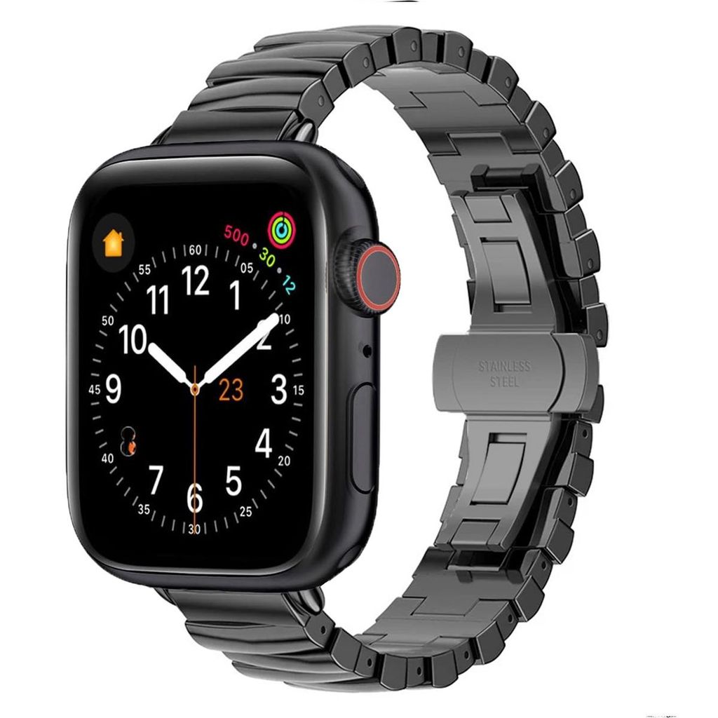 FFO2World elegantes, schlankes Metallarmband für Apple Watch 38–42 mm (Serie 1–11, SE) – Edelstahlarmband mit unregelmäßigem Design – Sc...