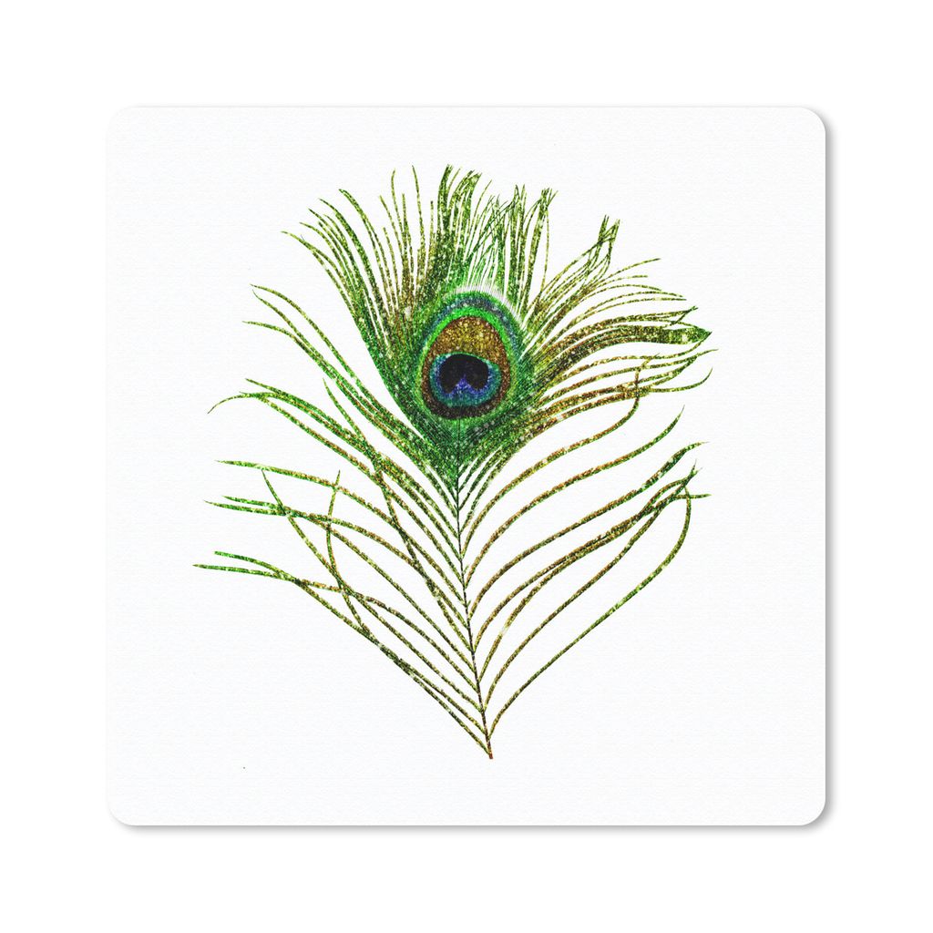 MuchoWow Mauspad Mousepad Pfauenfedern - Grün - Augen 20x20 cm - Mousepads - Maus Mat - Pad - Mausunterlage - Desk Mat - Bureauartikeln
