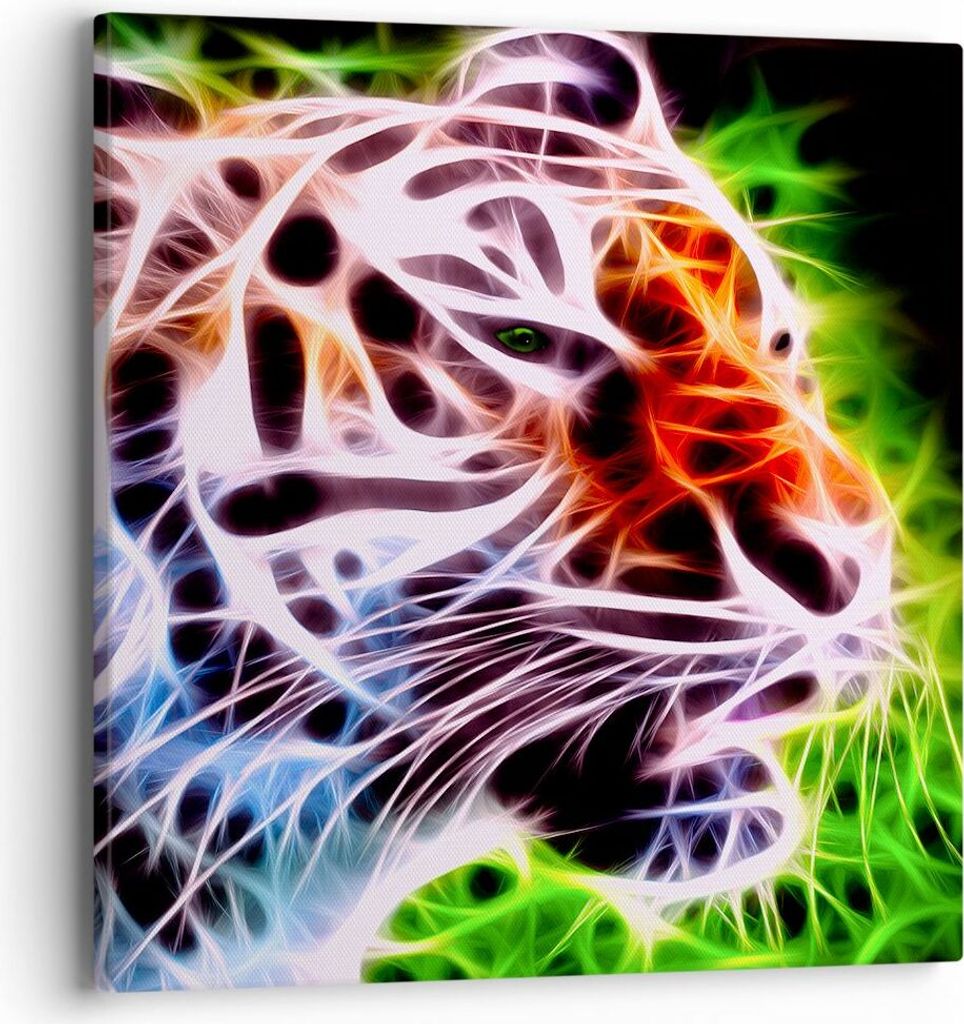 Bild auf Leinwand - Leinwandbild - Afrika aggression tiere tiger - 40x40cm - Wand Bild - Wanddeko - Leinwanddruck - Bilder - Kunstdruck - Wanddekor...