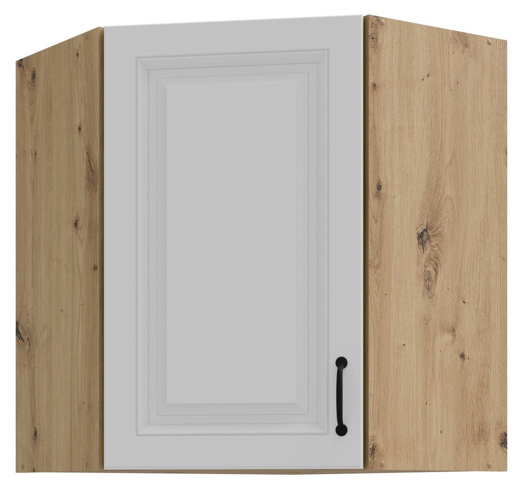 Eckhängeschrank 60x60 cm Stilo Weiss Eiche Artisan Produktbild 