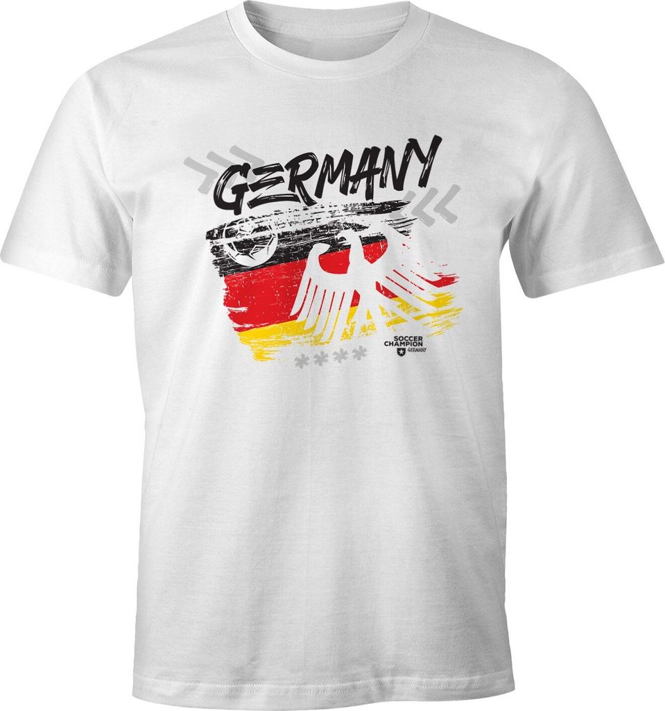 Herren WM-Shirt WM Fußball Weltmeisterschaft Deutschland Adler Slim Fit tailliert Moonworks weiß XL