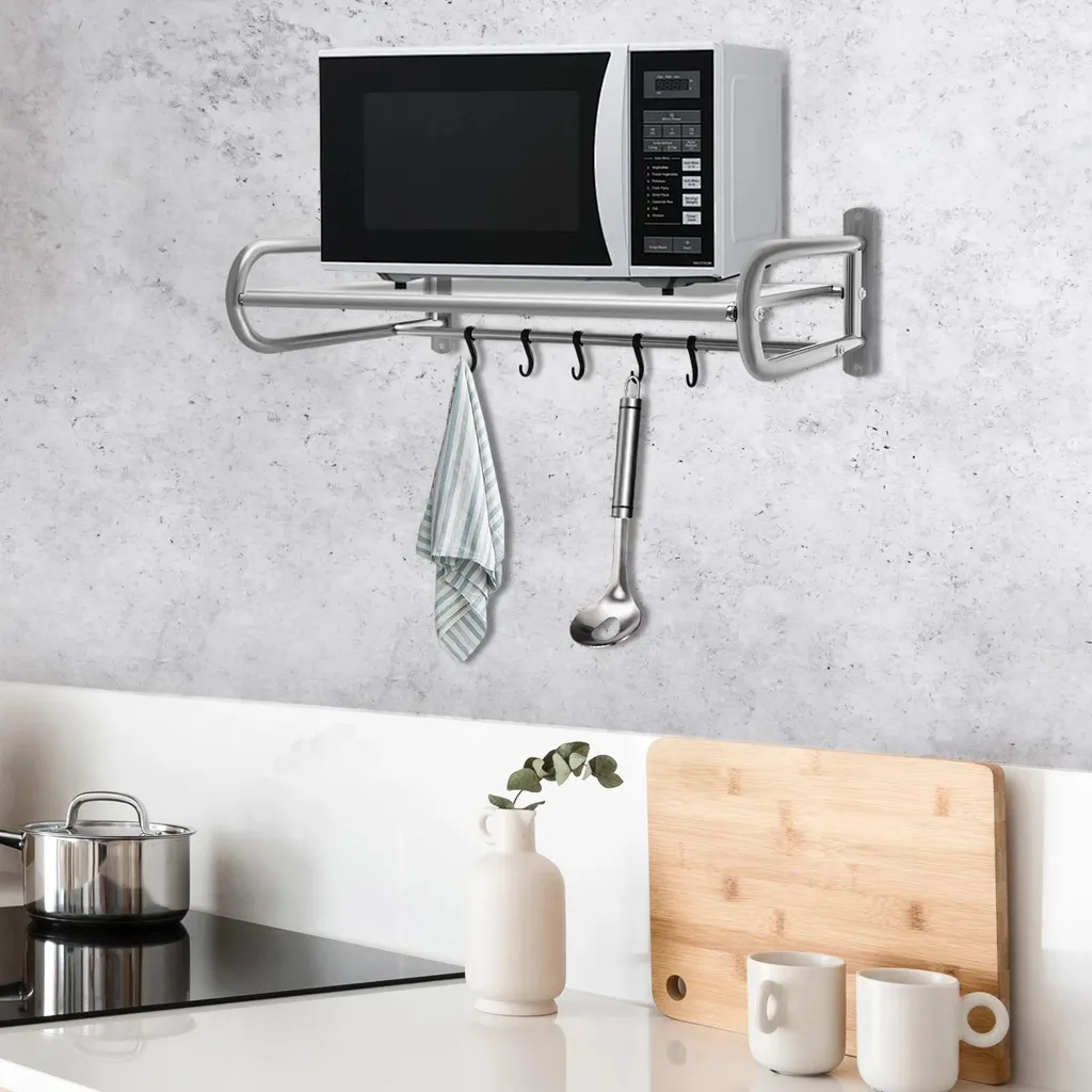 Support micro-ondes mural inox : la solution pour un plan de travail libre - 4