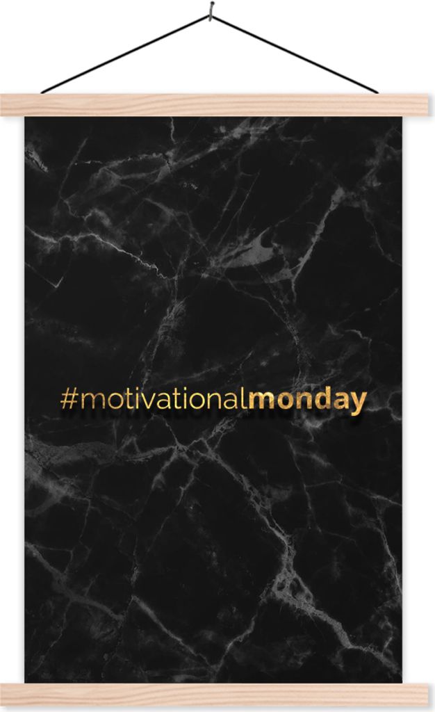 MuchoWow Textilposter Zitat - Motivation - Gold - Marmor 60x90 cm mit holzfarbenen Rahmen - Textil