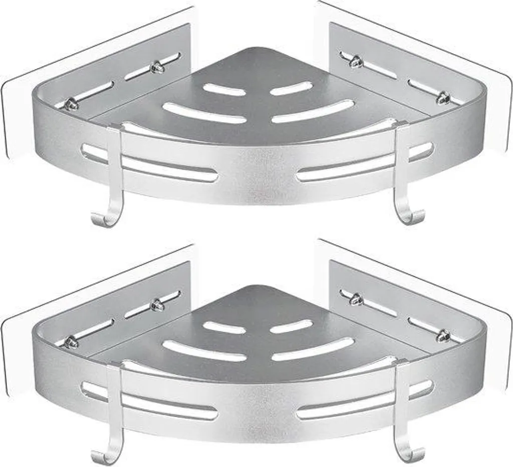 Serviteur de douche d'angle aluminium 2 niveaux argenté pour salle de bain