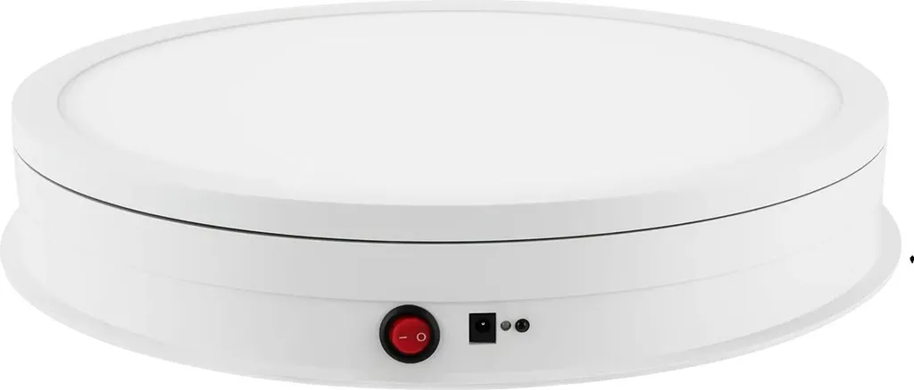 Tourne-disque blanc pivotant 360° avec pilotage à distance et bras auto