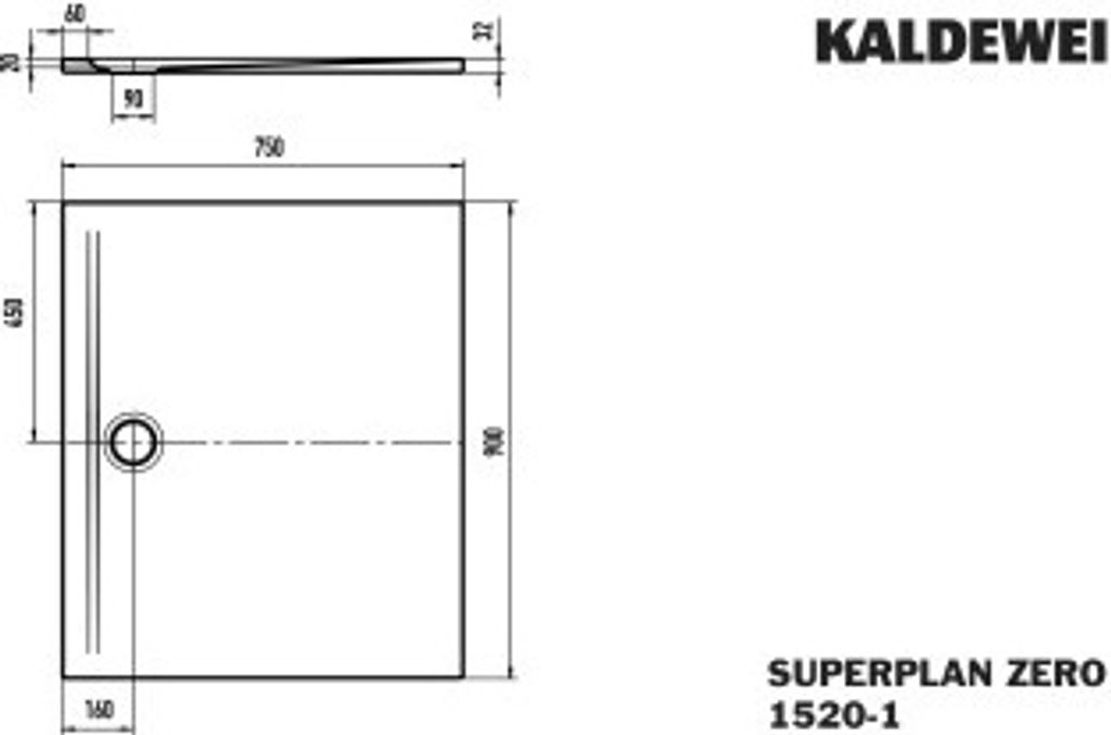 Kaldewei 352000012665 DW SUPERPLAN ZERO Mod.1520-1, 750 x