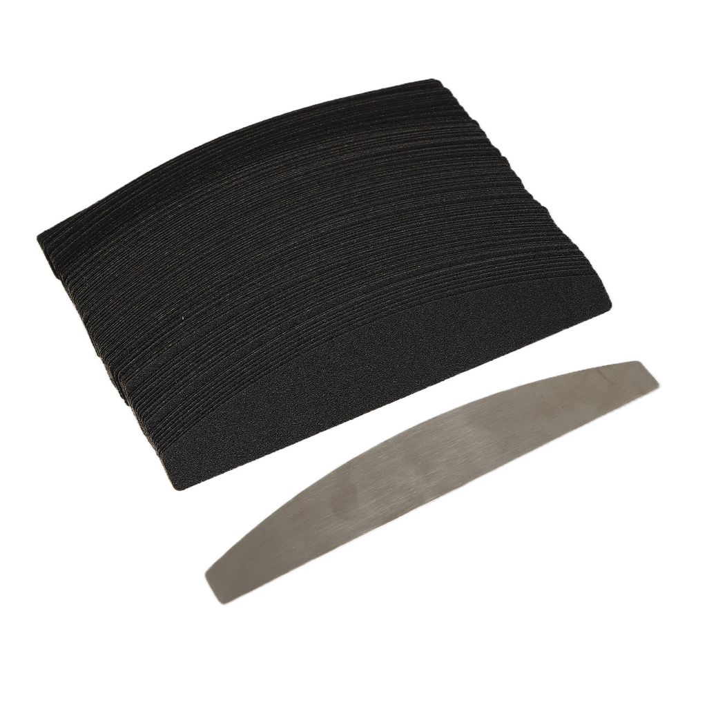 100pcs Replaceable Nail File Set Half Moon Nail Files Reusable Stainless Steel Baseboard