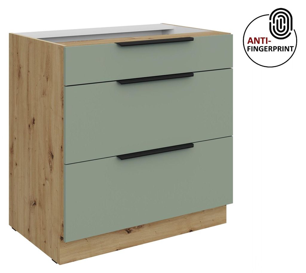 Küchen Unterschrank 80 cm Küche ARIA Aquamarin ultra matt + Produktbild 