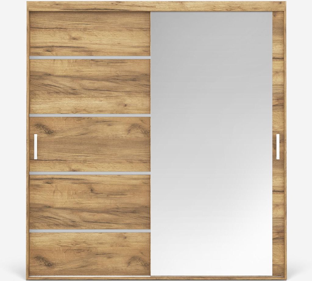 VIKK - Kleiderschrank Schiebeschrank, Schrank Malmo - Wohnzimmer, Flur, Schlafzimmer - Garderobenschrank mit Spiegel - Schiebetürsystem, robuste K...