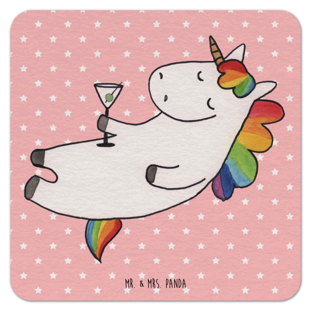 Mr. & Mrs. Panda Tischuntersetzer Einhorn Cocktail 50er Set - Rot Pastell - Geschenk, Bierdeckel, Kaffeeuntersetzer, Cuba Libre, bieruntersetzer, G...
