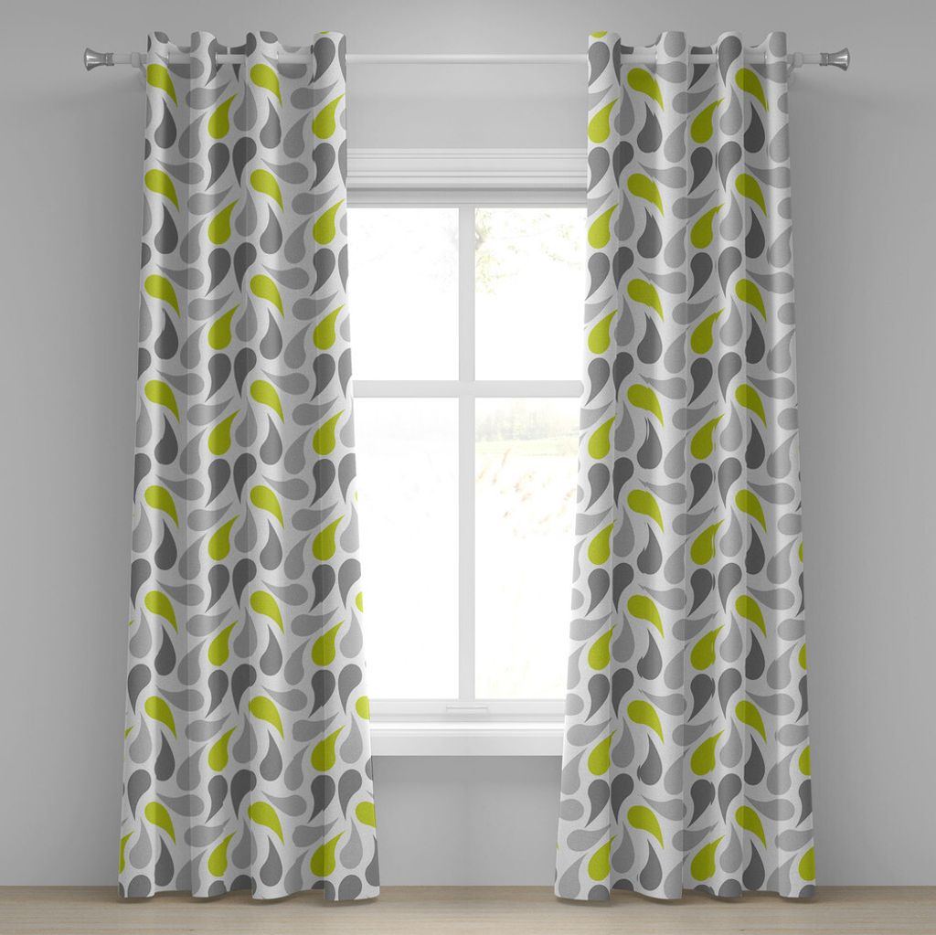 ABAKUHAUS Geometrisch Ösenvorhang, Abstrakte Paisley Design nahöstlichen Kultur inspiriert Retro verzieren, Dekorative 2-Panel-Fenstervorhänge, ...