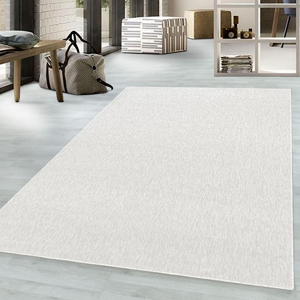 Kurzflorteppich, cremefarben, Wohnzimmerteppich, Filzrücken 200 x 200 cm