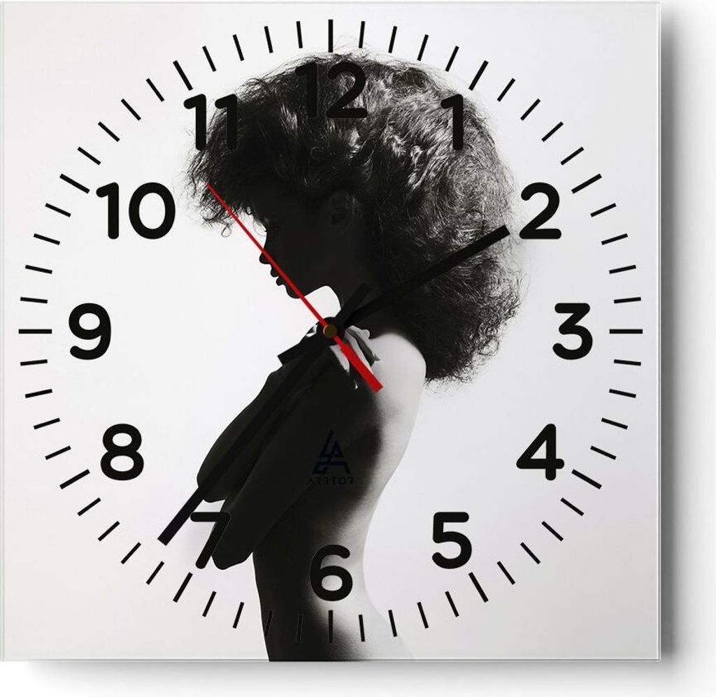 Wanduhr - Quadrat - Glasuhr - Frau Nacktheit Körper - 30x30cm - Schleichendes Uhrwerk - Lautlos - zum Aufhängen bereit - Dekoration Modern - Wand...