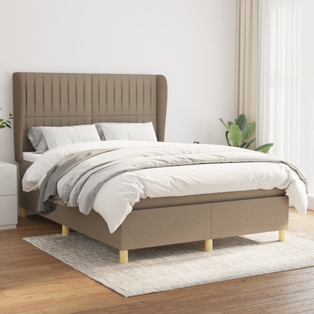 The Living Store Boxspringbett mit Matratze Taupe 140x190 cm Stoff