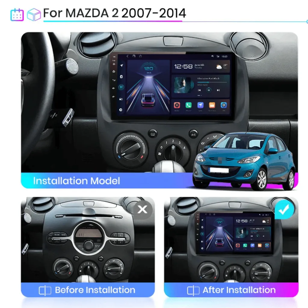 Junsun 9" Autoradio Android Mazda 2 2007-2014 GPS Bluetooth - 5