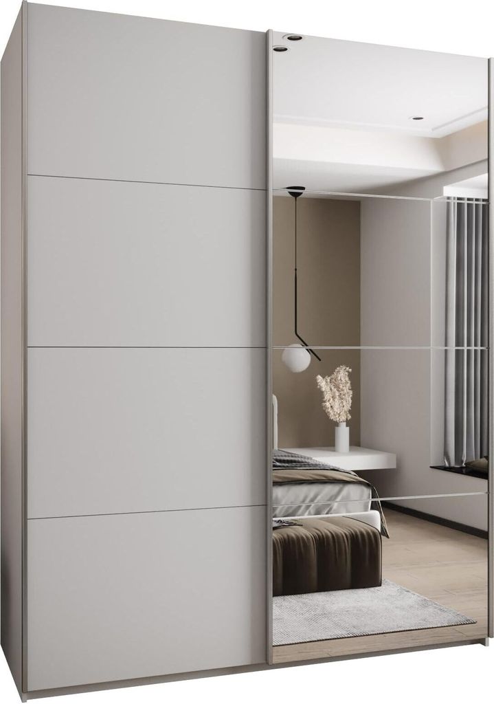MEBLE KRYSPOL LUX 3 Schrank - 245,5x190x64cm - Weiß, Weiß, Silber