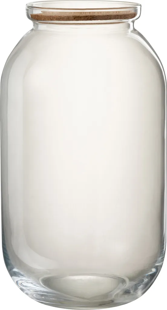 Vase en verre transparent avec bouchon liège J-Line Roxy Grand Format