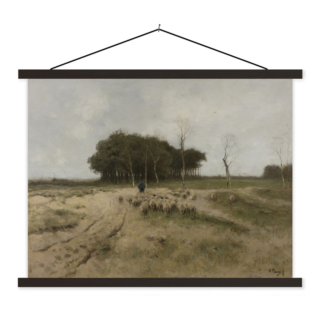 MuchoWow Textilposter Heide bei Laren - Gemälde von Anton Mauve 40x30 cm mit schwarzem Rahmen - Dekorationen
