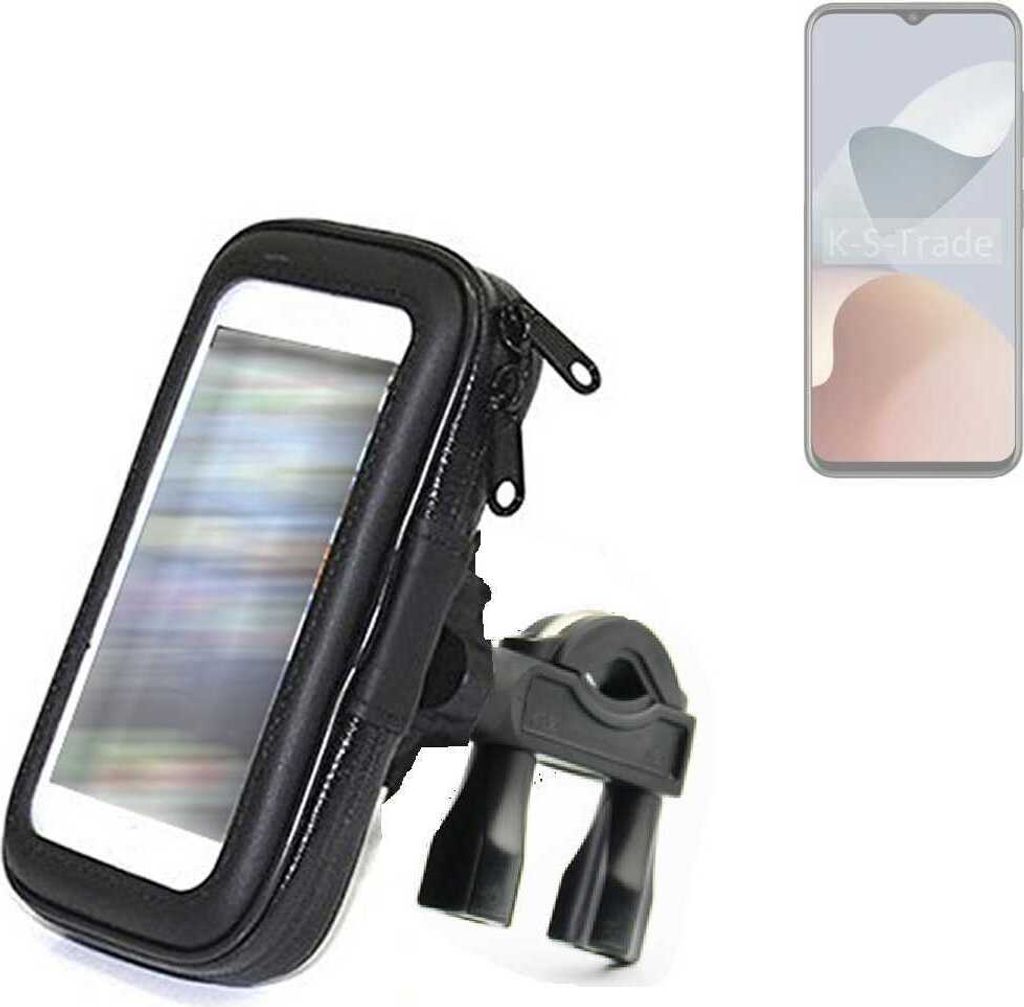 K-S-Trade Fahrrad-Halterung kompatibel mit ZTE Blade A73 Handy-Halterung Halter Lenkstange Fahrradhalterung Motorrad Bike Mount Wasserabweisend