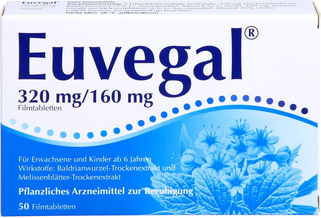 Euvegal 320 mg / 160 mg, Filmtabletten zur Beruhigung, 50 St. Tabletten