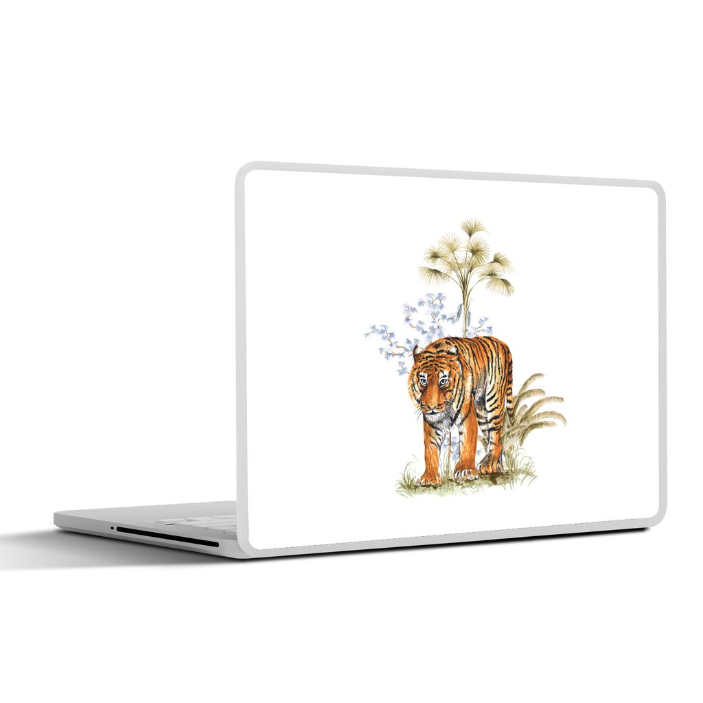MuchoWow Laptop Aufkleber Sticker Cover Tiger - Pflanze - Weiß 36.5x27.5 cm - Laptop-Sticker