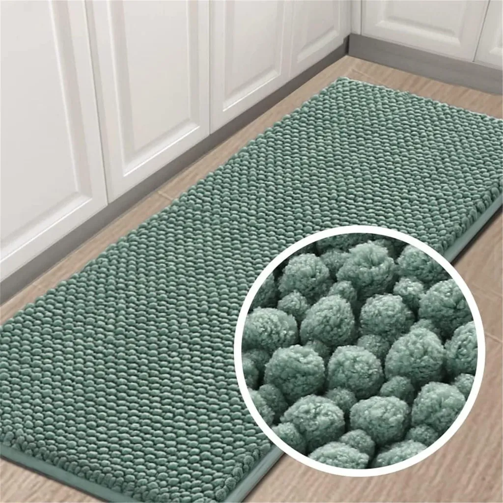 Tapis de bain absorbant en chenille Aqua - Lavable et antidérapant