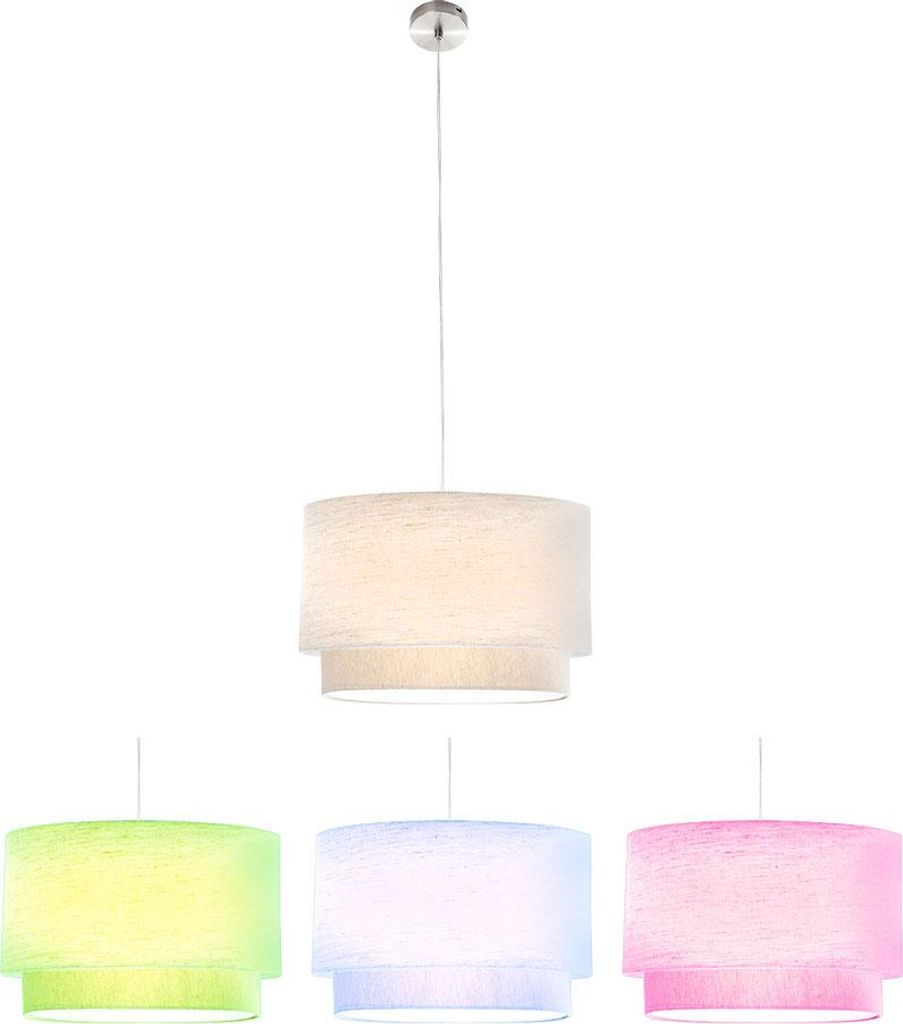 Smart LED Pendelleuchte, Textil beige, H 150 cm