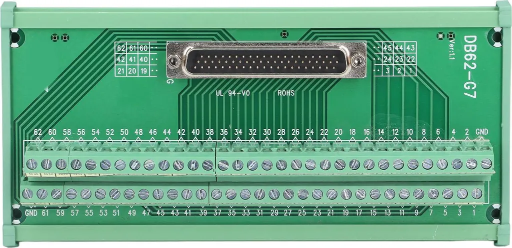 Adaptateur DB62 pour Installation Rail DIN Module Interface 60V DC