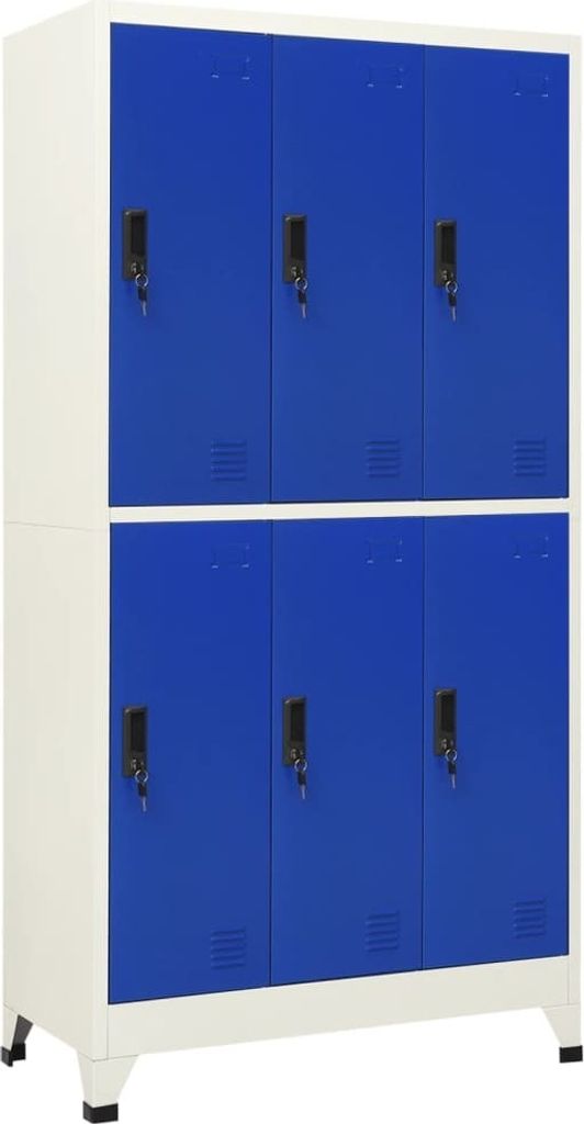 Schließfachschrank Grau und Blau 90x45x180 cm Stahl