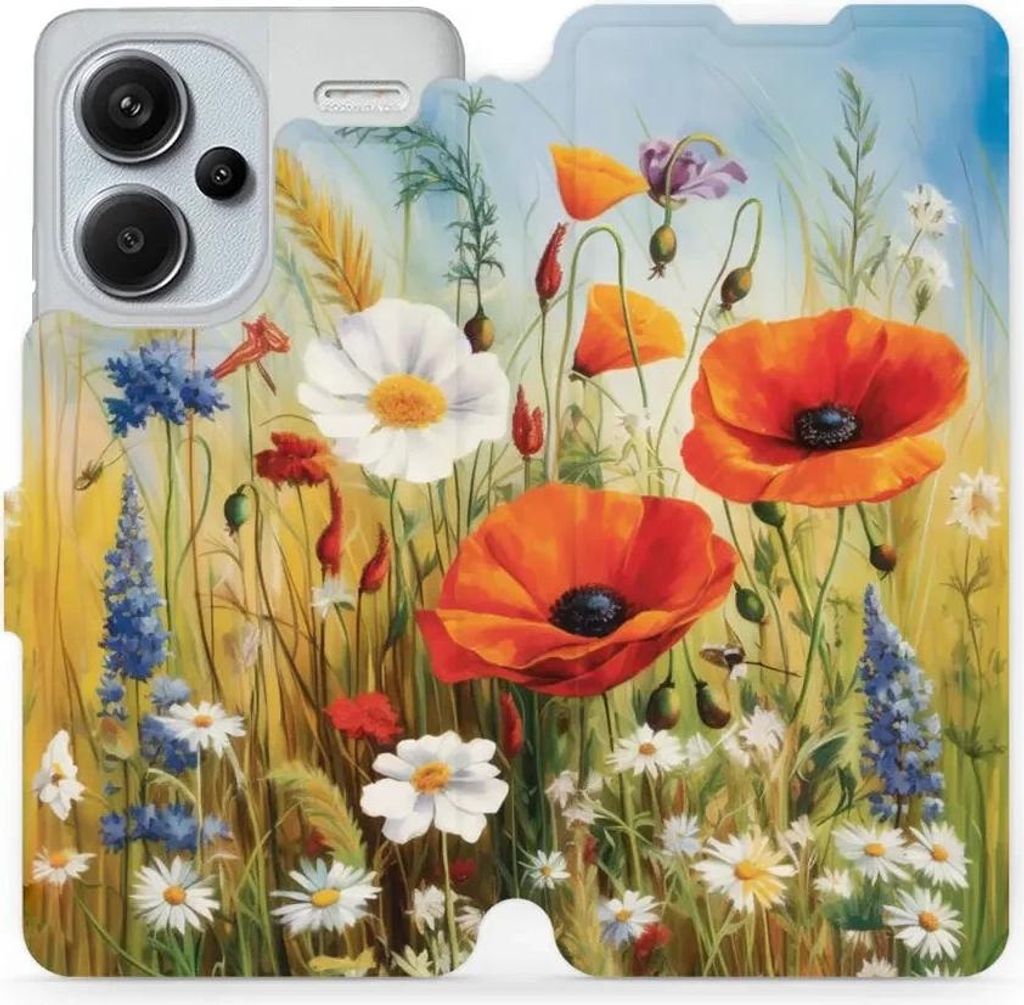 Handyhülle mit klappe für Xiaomi Redmi Note 13 Pro Plus 5G, Mobiwear Book, Wiesenblumen