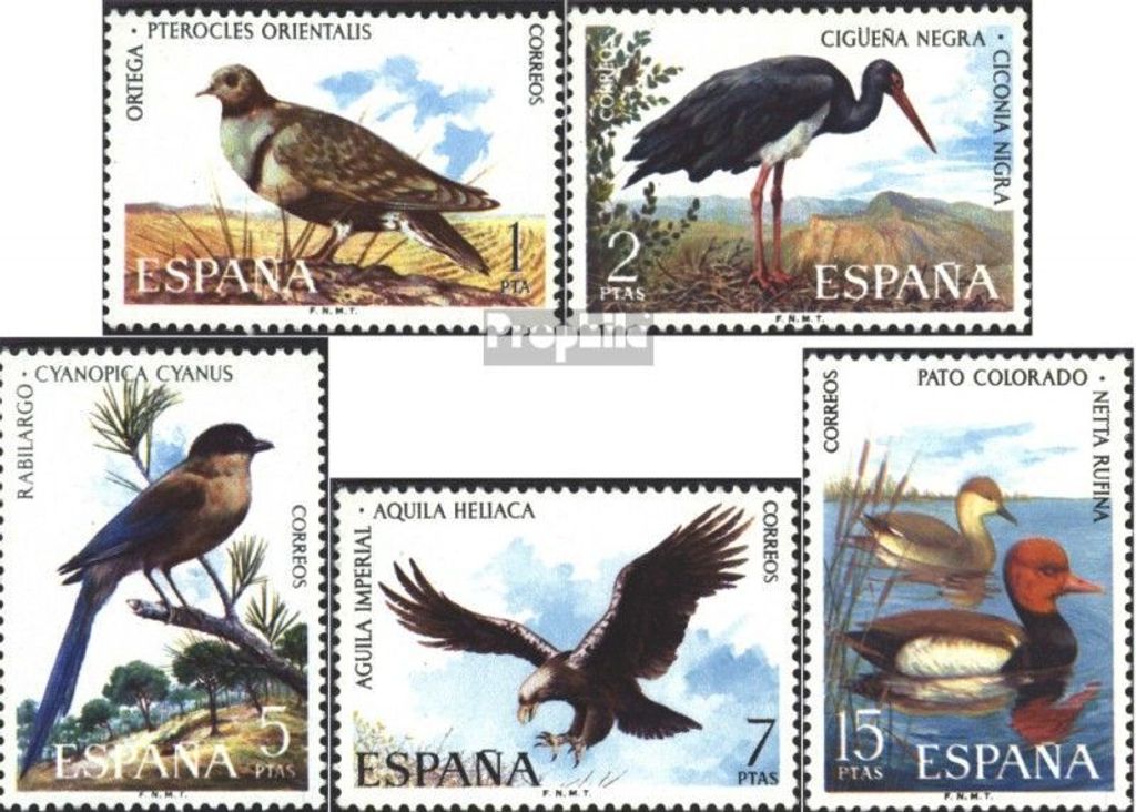 Briefmarken Spanien 1973 Mi 2029-2033 (kompl.Ausg.) postfrisch Tierwelt