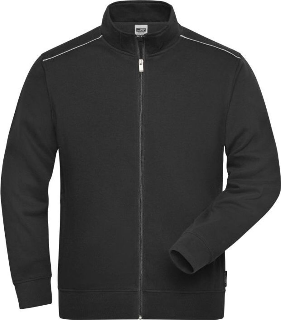 Sweat-Jacke mit Stehkragen und Kontrastpaspel black, Gr. XL