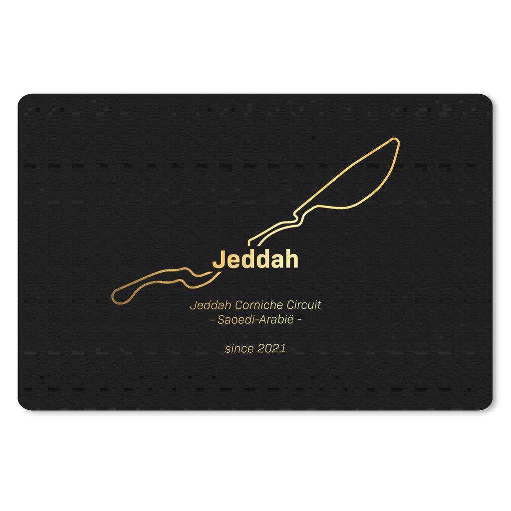 MuchoWow Schreibtischunterlage F1- Jeddah - Rundkurs 60x40 cm - XXL Mauspad - Großes Mauspad